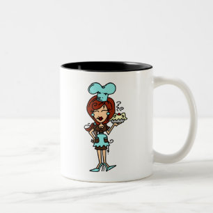 Vrouw Pastry Chef - Rood haar T-shirts en geschenk Tweekleurige Koffiemok