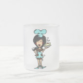 Vrouw Pastry Chef - Zwart haar T-shirts en geschen Matglas Koffiemok (Center)