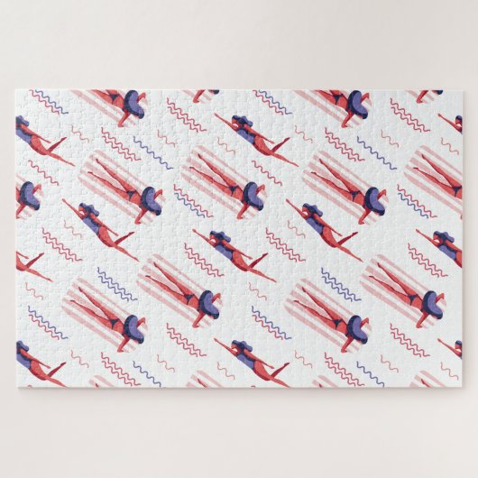 Vrouw-patroon zwemmen legpuzzel (Horizontaal)