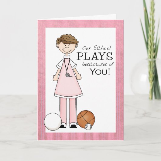 Vrouw PE-leraar Dank u wel Bedankkaart (Voorkant)