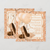 Vrouw Peach and Cream Verjaardagsfeestje Kaart (Voorkant / Achterkant)