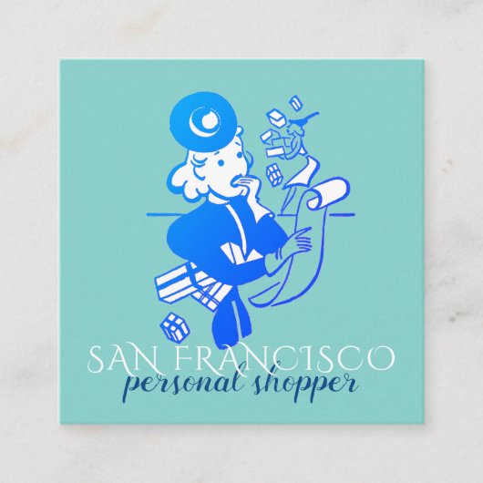  vrouw Personal Shopper Vierkante Visitekaartje (Voorkant)