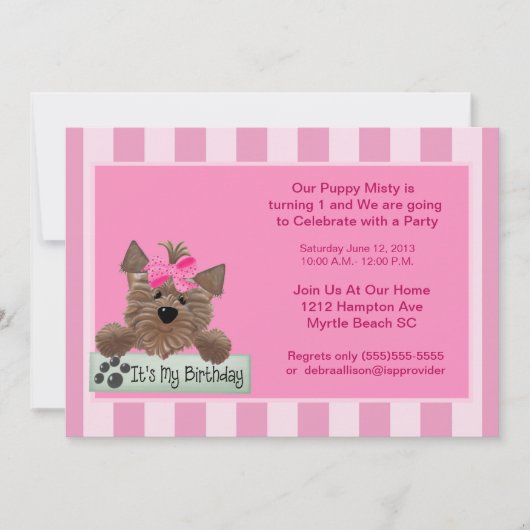 Vrouw Pet Birthday Party Invitation Kaart (Voorkant)