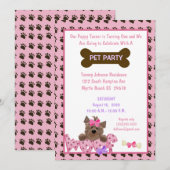 Vrouw Pet Birthday Party Invitation Kaart (Voorkant / Achterkant)
