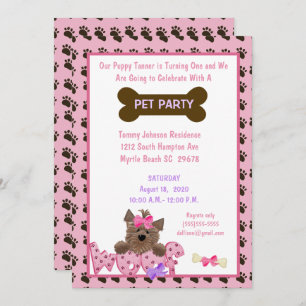 Vrouw Pet Birthday Party Invitation Kaart