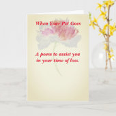 Vrouw Pet Loss Gevouwen Sympathie Kaart (Gele Bloem)