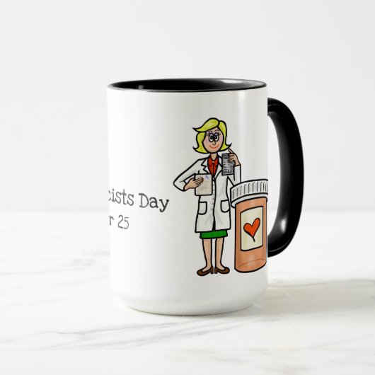 Vrouw Pharmacist with Pill Fles Mok (Voorkant rechts)