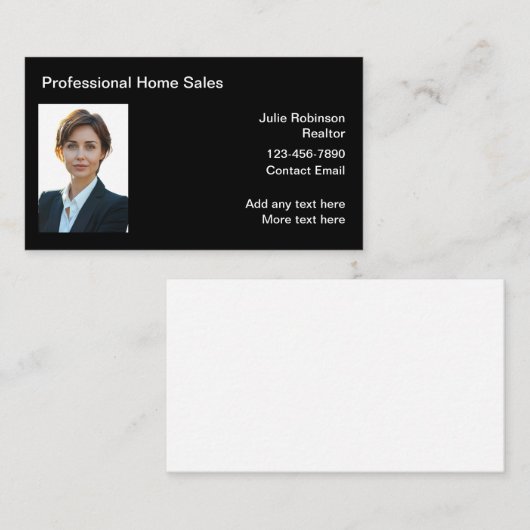 Vrouw Photo Realtor Visitekaartjes Sjabloon (Voorkant / Achterkant)