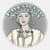 Vrouw Physician Assistant Ronde Sticker (Voorkant)
