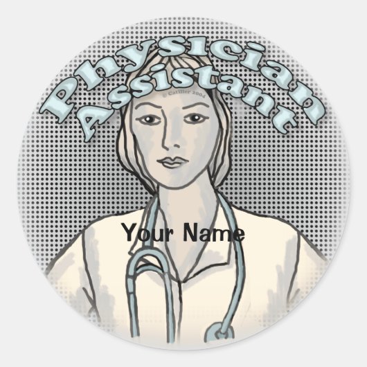 Vrouw Physician Assistant Ronde Sticker (Voorkant)