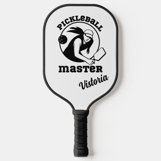 Vrouw Pickleball Master Black Player Aangepaste na Pickleball Paddle (Voorkant)