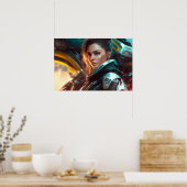 Vrouw Piloot in een stad van het toekomstige Poste Poster (Keuken)