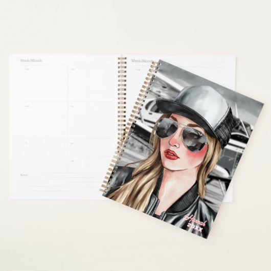 Vrouw Piloot & Zonnebril Cessna Vliegtuig Kerstmis Planner (Display)