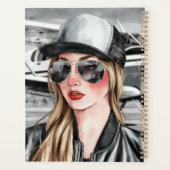 Vrouw Piloot & Zonnebril Cessna Vliegtuig Kerstmis Planner (Achterkant)