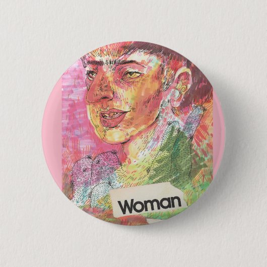 Vrouw Pin Ronde Button 5,7 Cm (Voorkant)