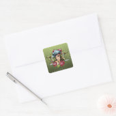 Vrouw piraat met rozen en zwaarden vierkante sticker (Envelop)
