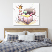 Vrouw piraat op een schatkist canvas afdruk (Insitu (Slaapkamer))