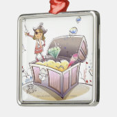 Vrouw piraat op een schatkist metalen ornament (Links)