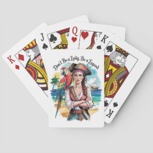 Vrouw Pirate Buccaneer Beauty op het dek Pokerkaarten