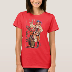 Vrouw Pirate Kapitein Morgan Stance T-shirt