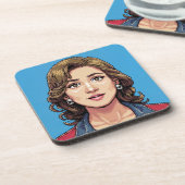 Vrouw Pixel Art Portrait Onderzetter Set (Linkerzijde)