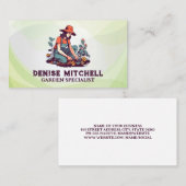 Vrouw plant in de tuin visitekaartje (Voorkant / Achterkant)