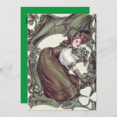 Vrouw plukken Shamrock Kaart (Voorkant / Achterkant)