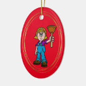 Vrouw Plumber-kerstversiering Keramisch Ornament (Links)