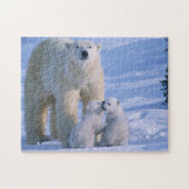 Vrouw Polar Beer met 2 kubussen bij haar Legpuzzel (Horizontaal)