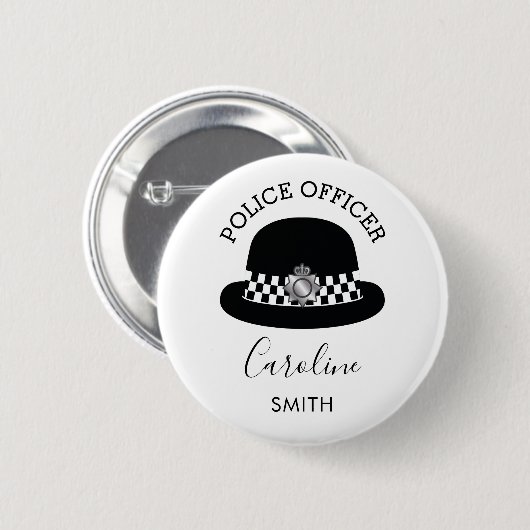 Vrouw politieman | Gepersonaliseerd Ronde Button 5,7 Cm (Voorkant /achterkant)