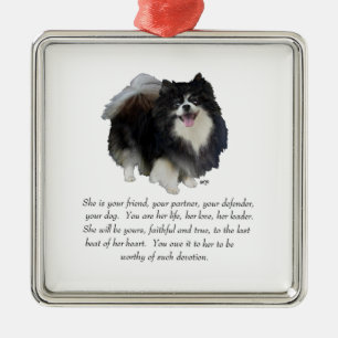 Vrouw Pomeranian Keepomwille Metalen Ornament