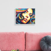 Vrouw Pop Kunst Canvas Afdruk (Insitu (Woonkamer))