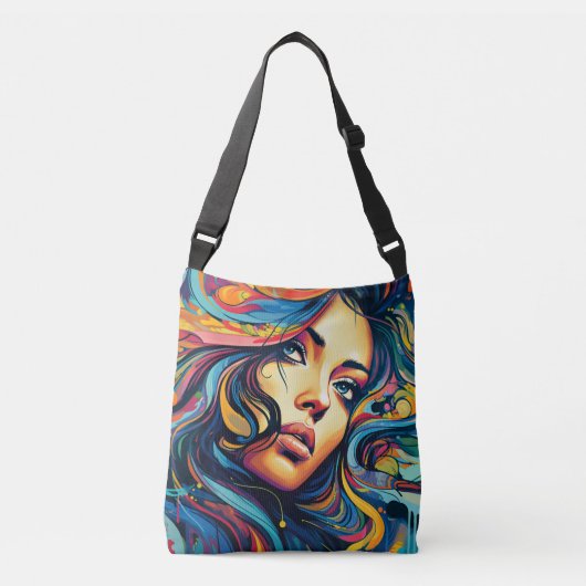 Vrouw Pop Kunst Crossbody Tas (Voorkant)