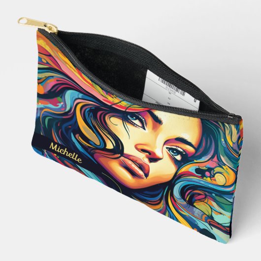 Vrouw Pop kunst met naam klein Etui (Open)