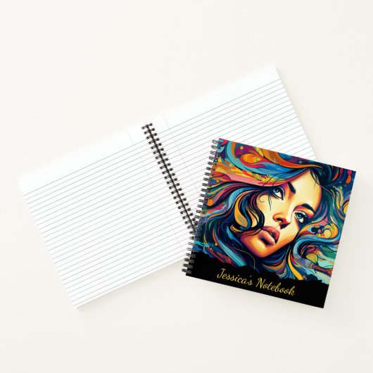 Vrouw Pop kunst met tekst Notitieboek (Binnen)