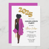Vrouw Portrait Graduation Party Invitation Kaart (Voorkant / Achterkant)