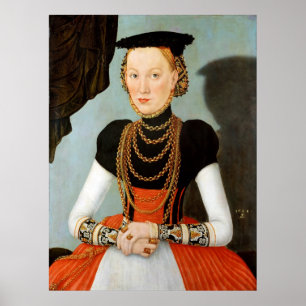 Vrouw Portret - Cranach de Jongere - c1564 Poster