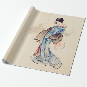 Vrouw portret in volledige lengte door Katsushika  Cadeaupapier