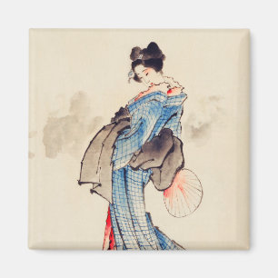 Vrouw portret in volledige lengte door Katsushika  Magneet