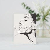 Vrouw Portret, lijnkunst, Postcrossing Briefkaart (Staand voorkant)