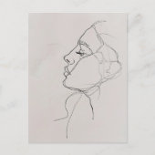 Vrouw Portret, lijnkunst, Postcrossing Briefkaart (Voorkant)