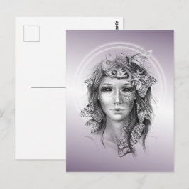 Vrouw Portret met Moten Surrealistische Dark Fanta Briefkaart