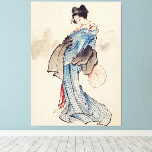 Vrouw, portret met volledige lengte canvas afdruk (Insitu (Houten vloer))