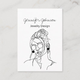 Vrouw Portret Oorbel Houder Display Kaart Visitekaartje