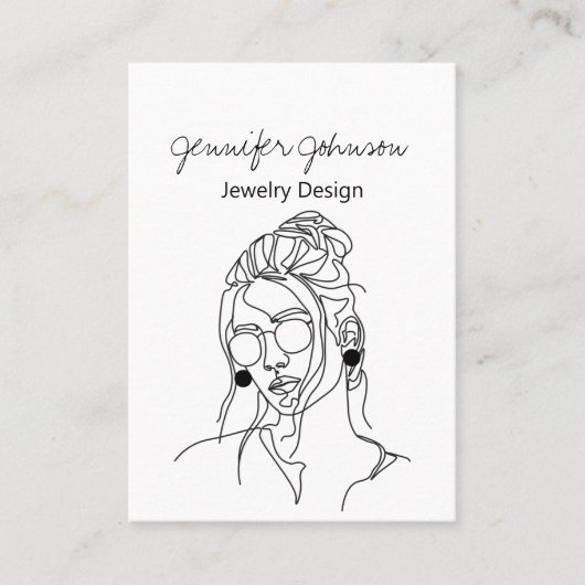 Vrouw Portret Oorbel Houder Display Kaart Visitekaartje (Voorkant)