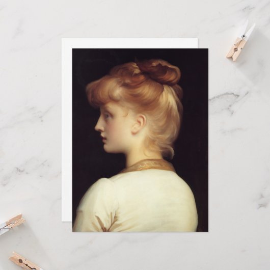 Vrouw Portret Van Achter (door Frederic Leighton) Kaart (Voorkant / Achterkant in situ)