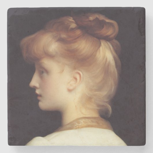 Vrouw Portret Van Achter (door Frederic Leighton) Stenen Onderzetter (Voorkant)