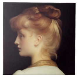 Vrouw Portret Van Achter (door Frederic Leighton) Tegeltje
