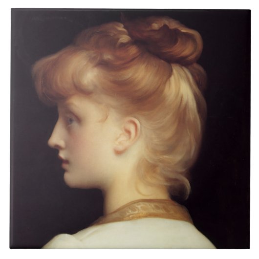 Vrouw Portret Van Achter (door Frederic Leighton) Tegeltje (Voorkant)