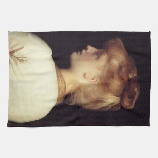 Vrouw Portret Van Achter (door Frederic Leighton) Theedoek (Horizontaal)